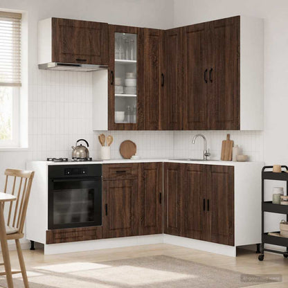 Keukenblok PORTO 8 pcs Bruin eiken Bewerkt hout