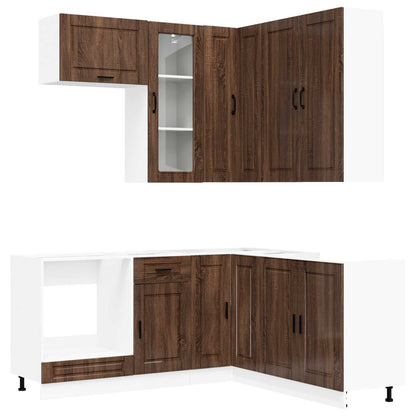 Keukenblok PORTO 8 pcs Bruin eiken Bewerkt hout