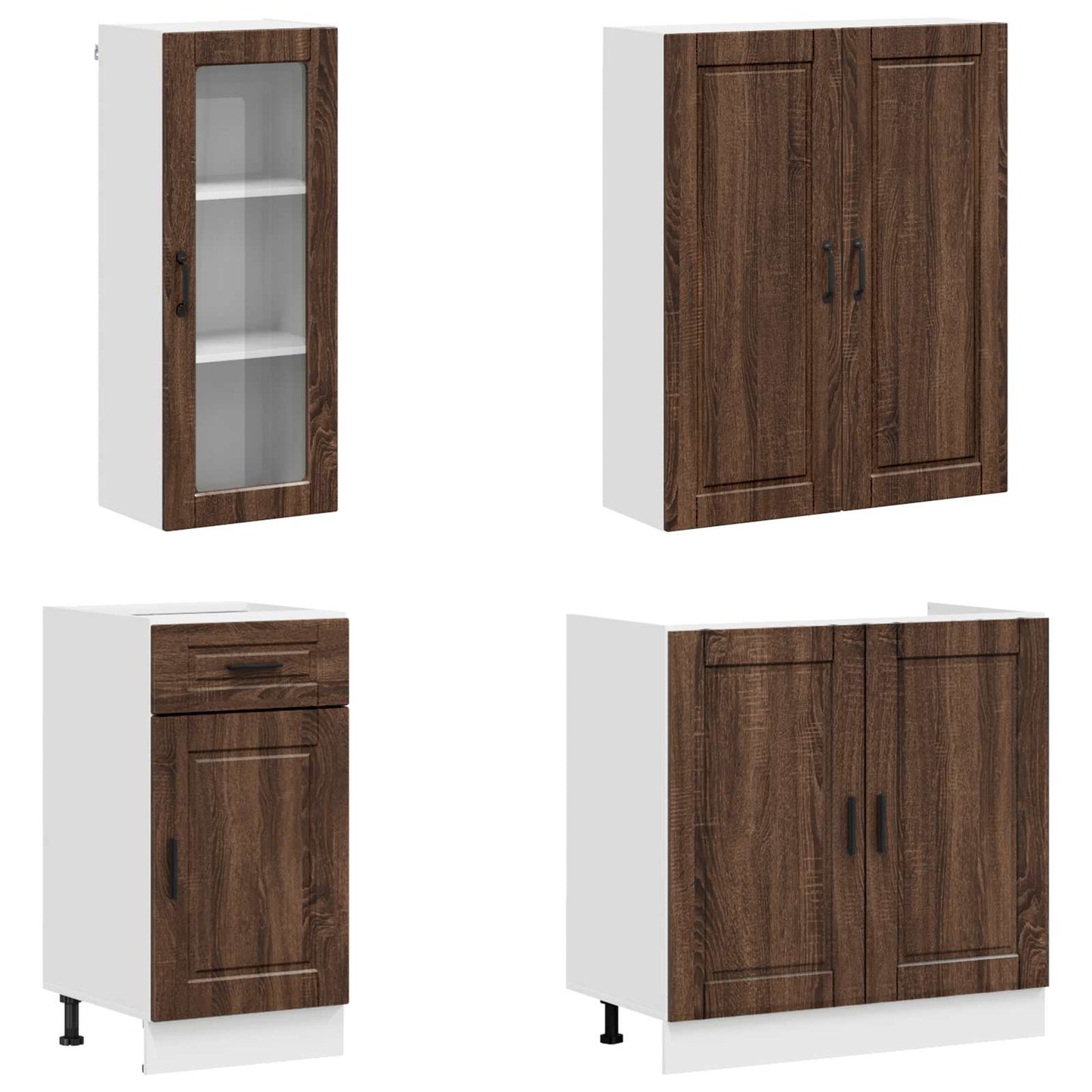 Keukenblok PORTO 8 pcs Bruin eiken Bewerkt hout