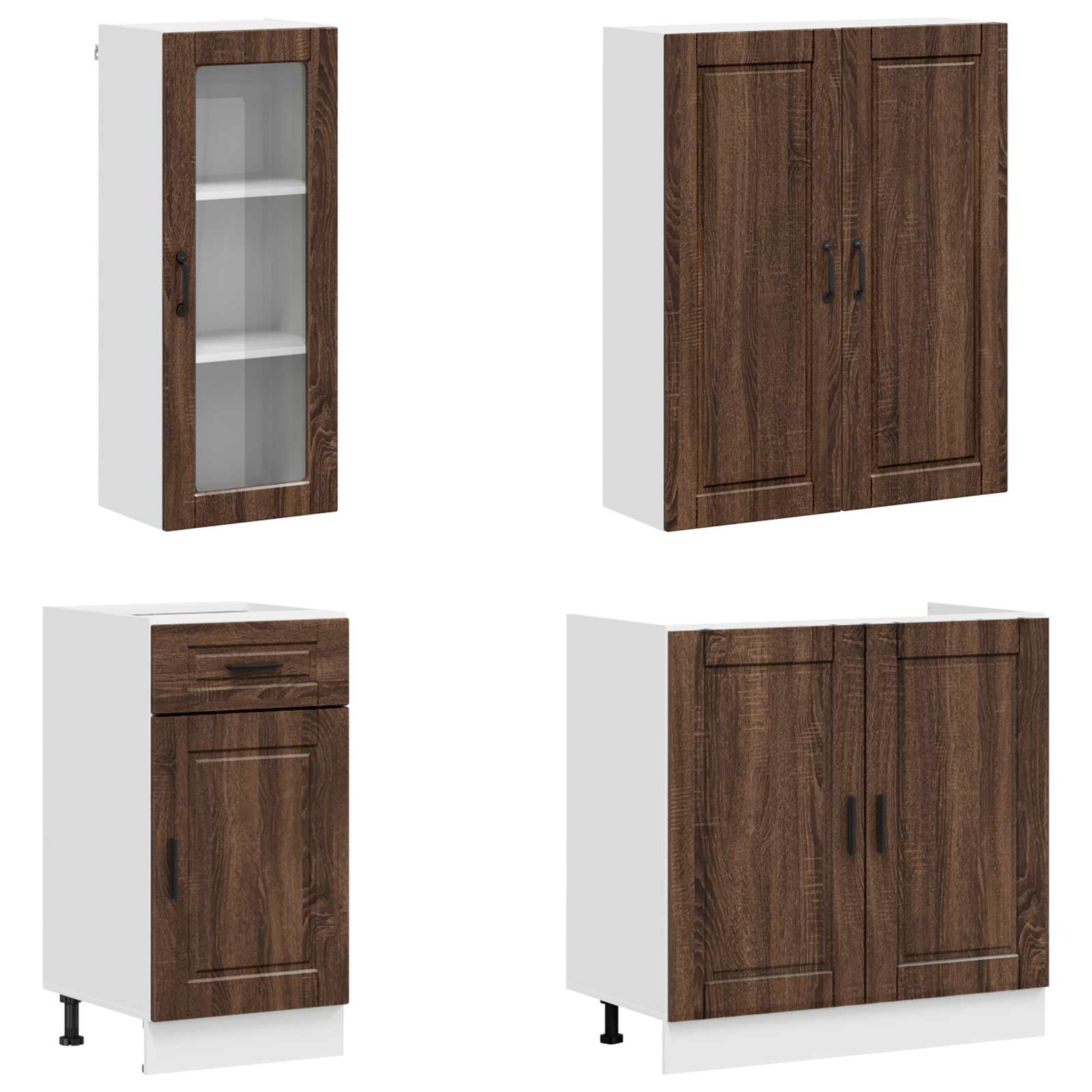 Keukenblok PORTO 8 pcs Bruin eiken Bewerkt hout