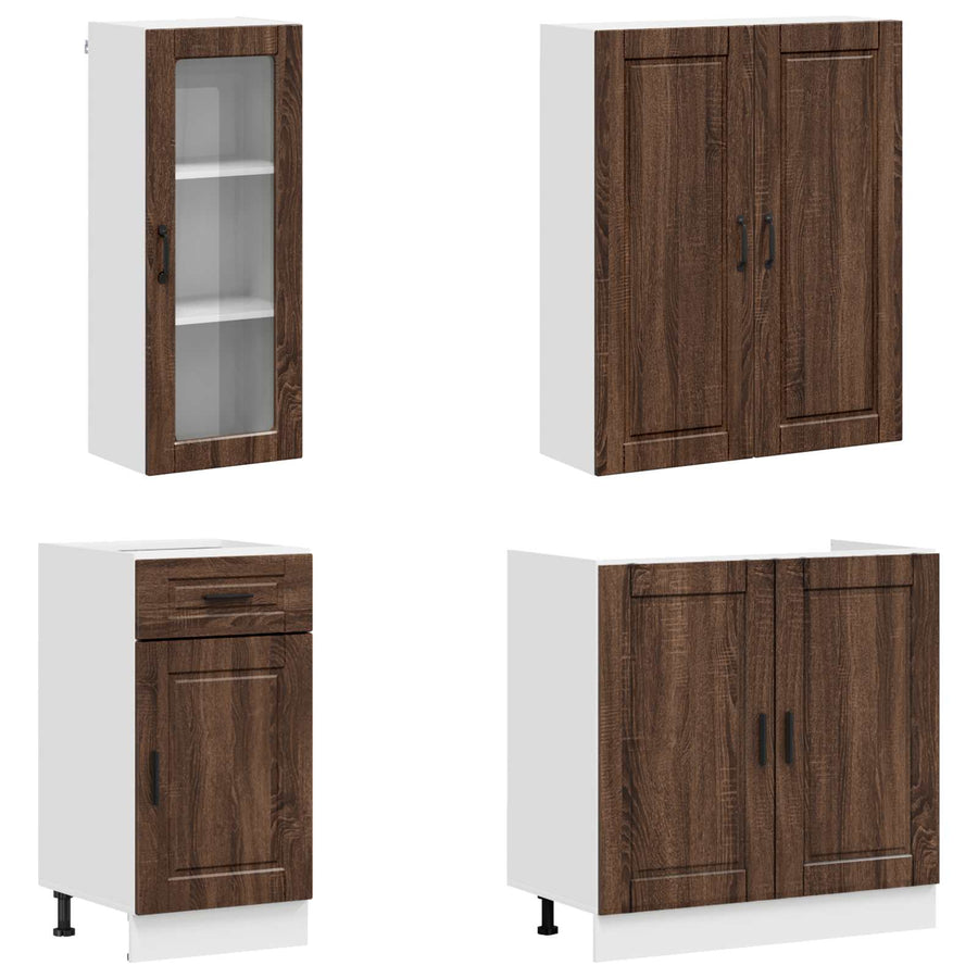 Keukenblok PORTO 8 pcs Bruin eiken Bewerkt hout