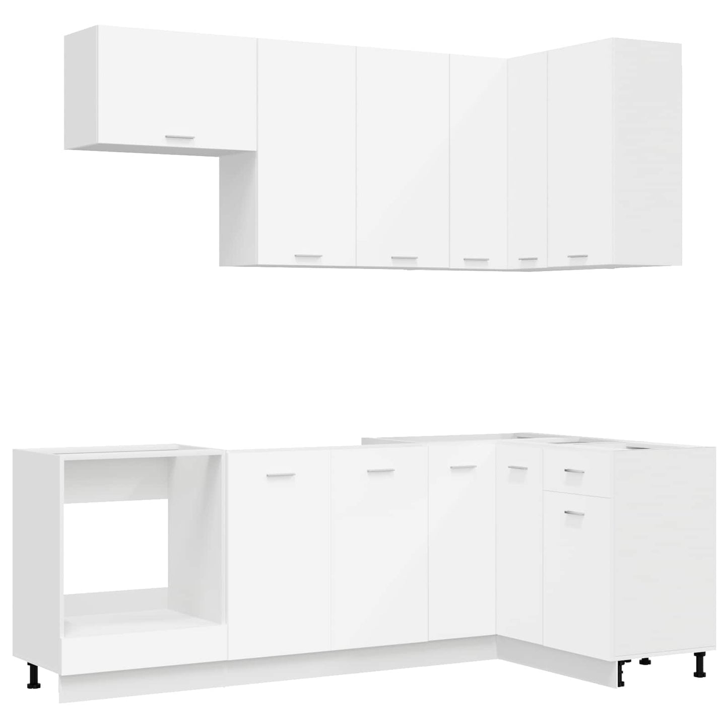 Keukenblok LYON 8 pcs Wit Bewerkt hout