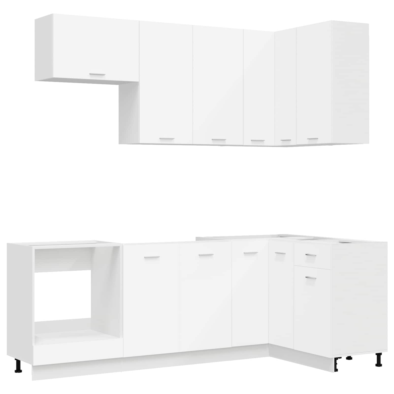 Keukenblok LYON 8 pcs Wit Bewerkt hout