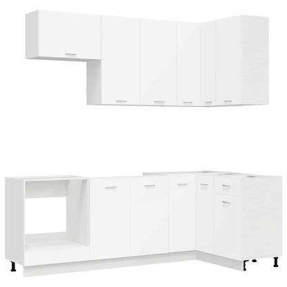 Keukenblok LYON 8 pcs Wit Bewerkt hout