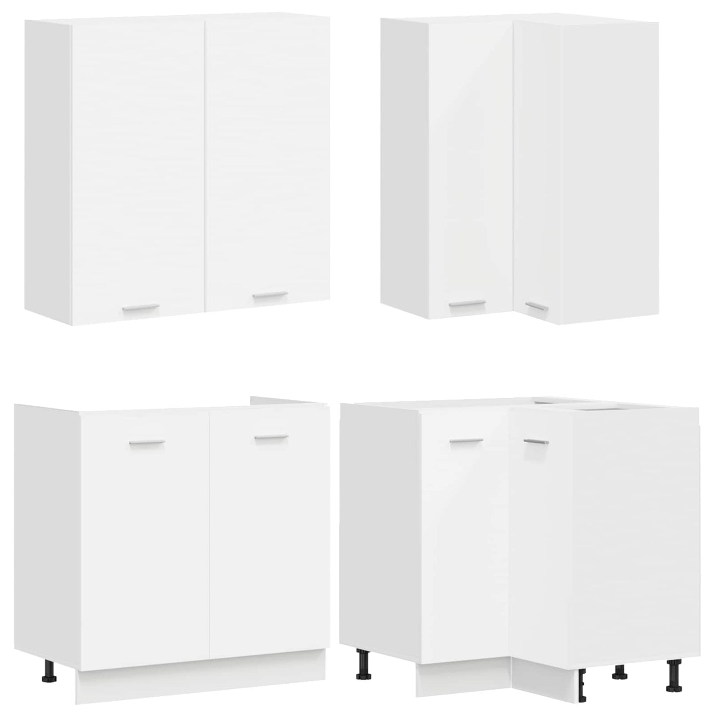 Keukenblok LYON 8 pcs Wit Bewerkt hout