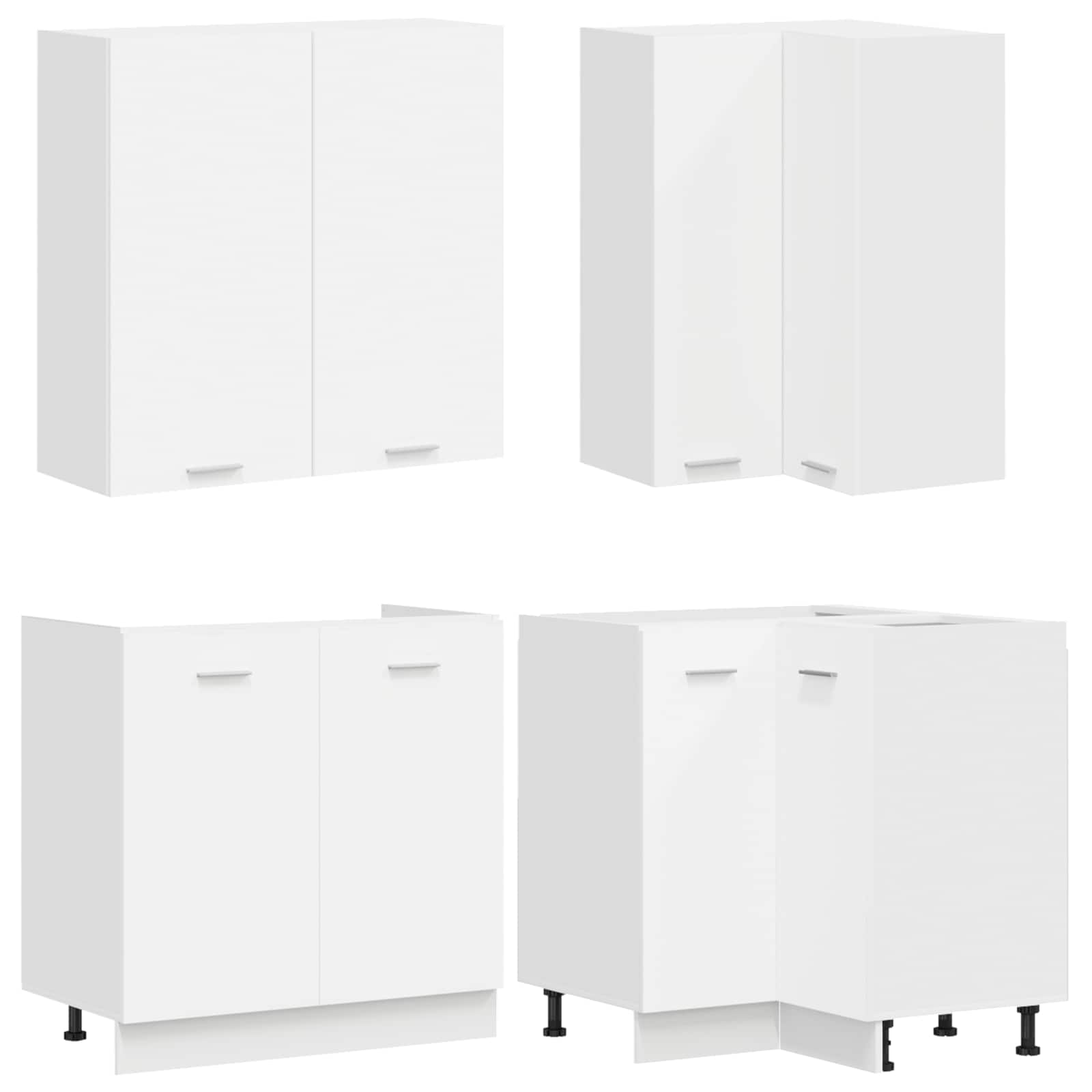 Keukenblok LYON 8 pcs Wit Bewerkt hout