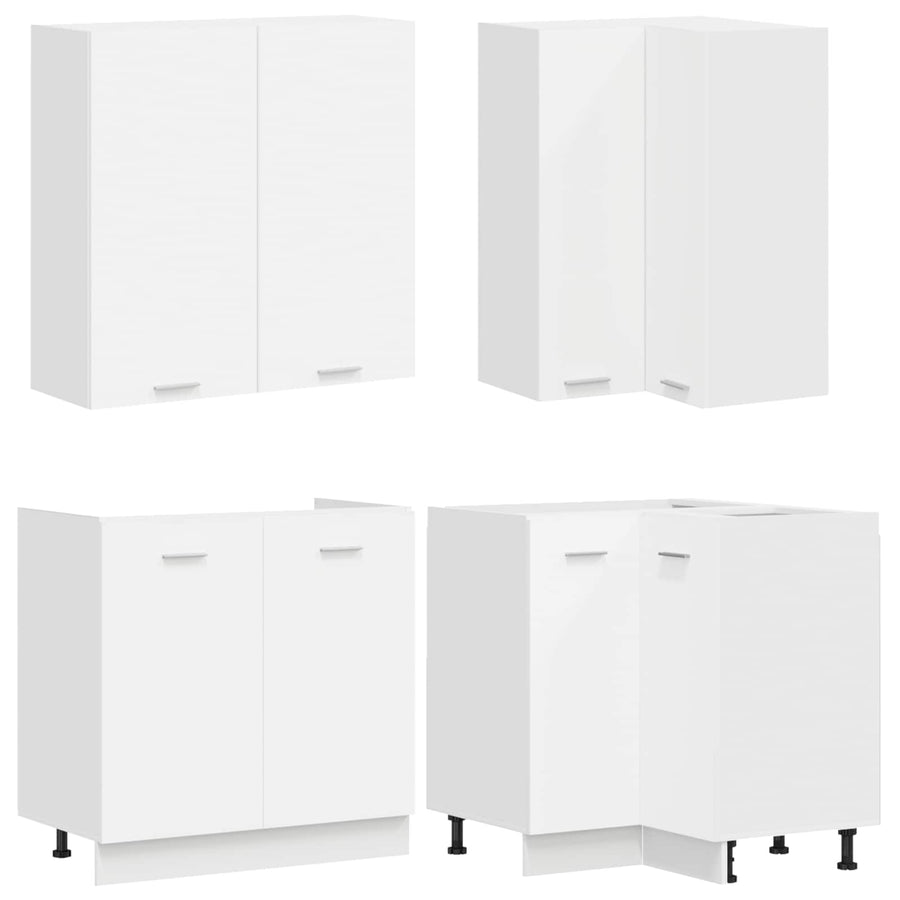 Keukenblok LYON 8 pcs Wit Bewerkt hout