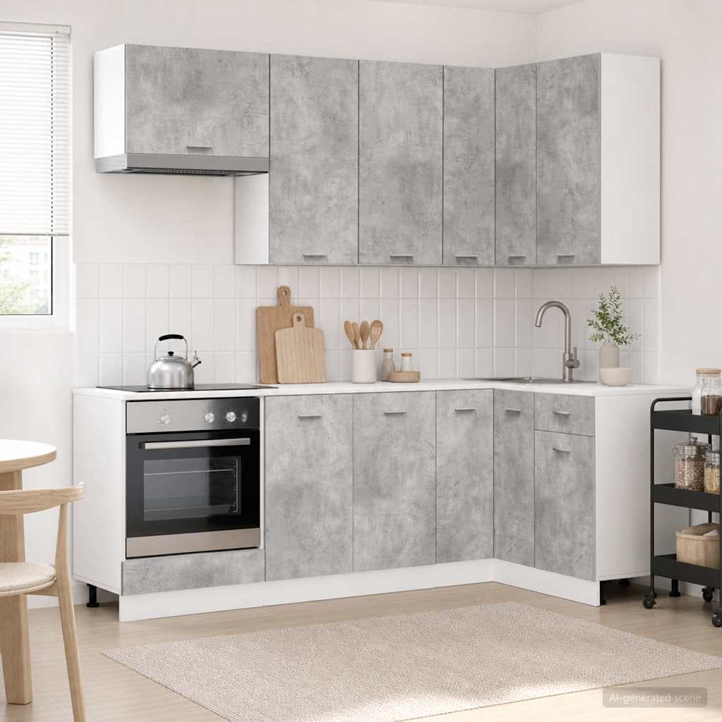 Keukenblok LYON 8 st Betongrijs Bewerkt hout