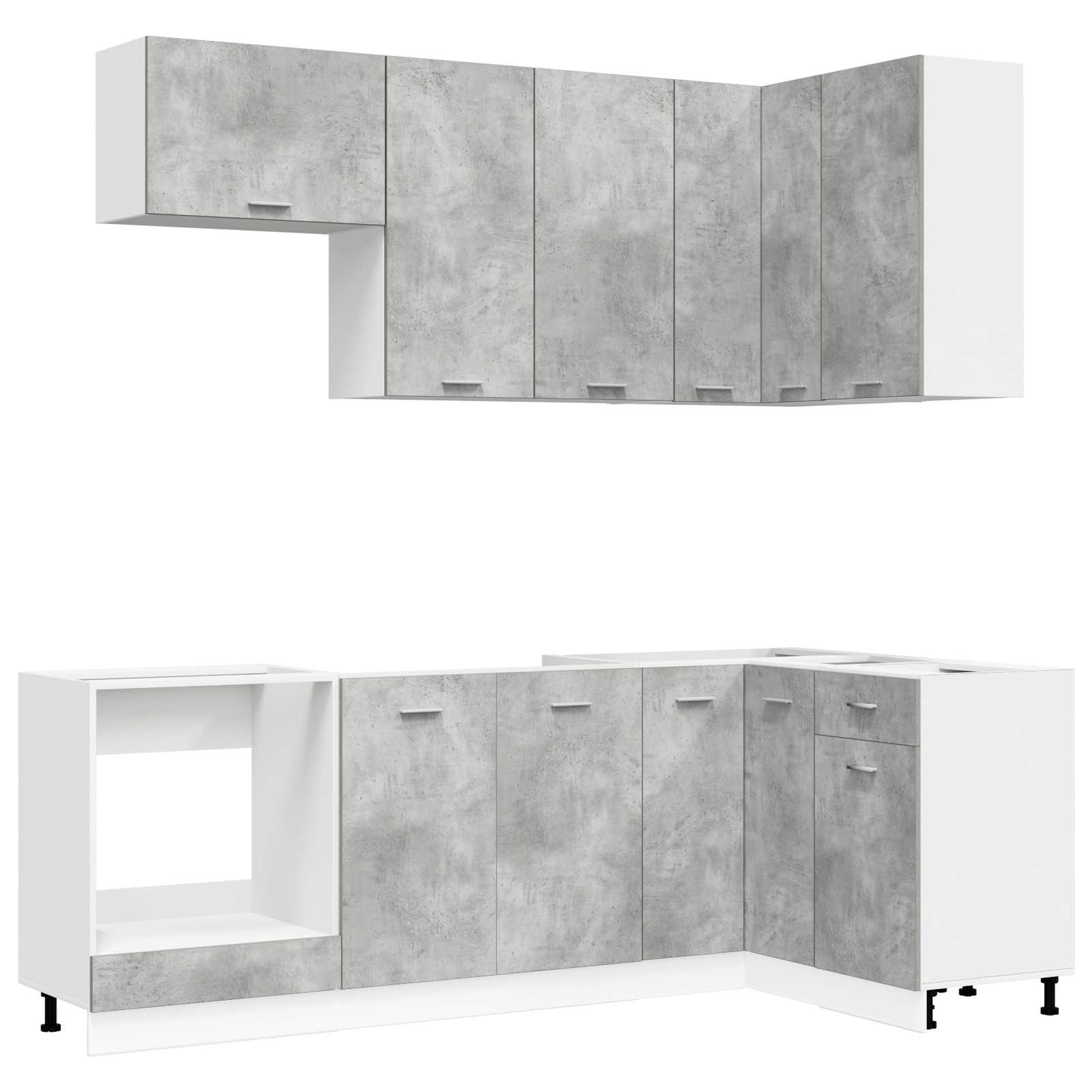 Keukenblok LYON 8 st Betongrijs Bewerkt hout
