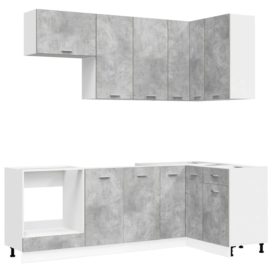 Keukenblok LYON 8 st Betongrijs Bewerkt hout