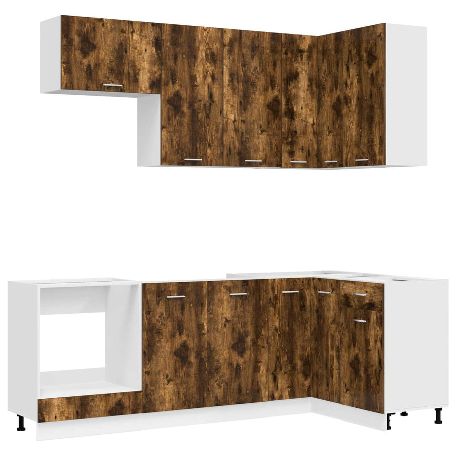 Keukenblok LYON 8 pcs Gerookt eiken Bewerkt hout