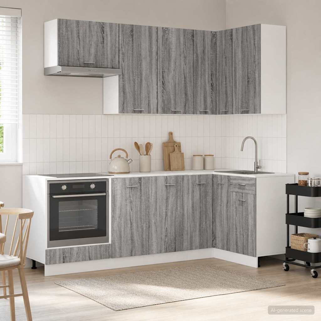 Keukenblok LYON 8 st Grijs Sonoma Bewerkt hout