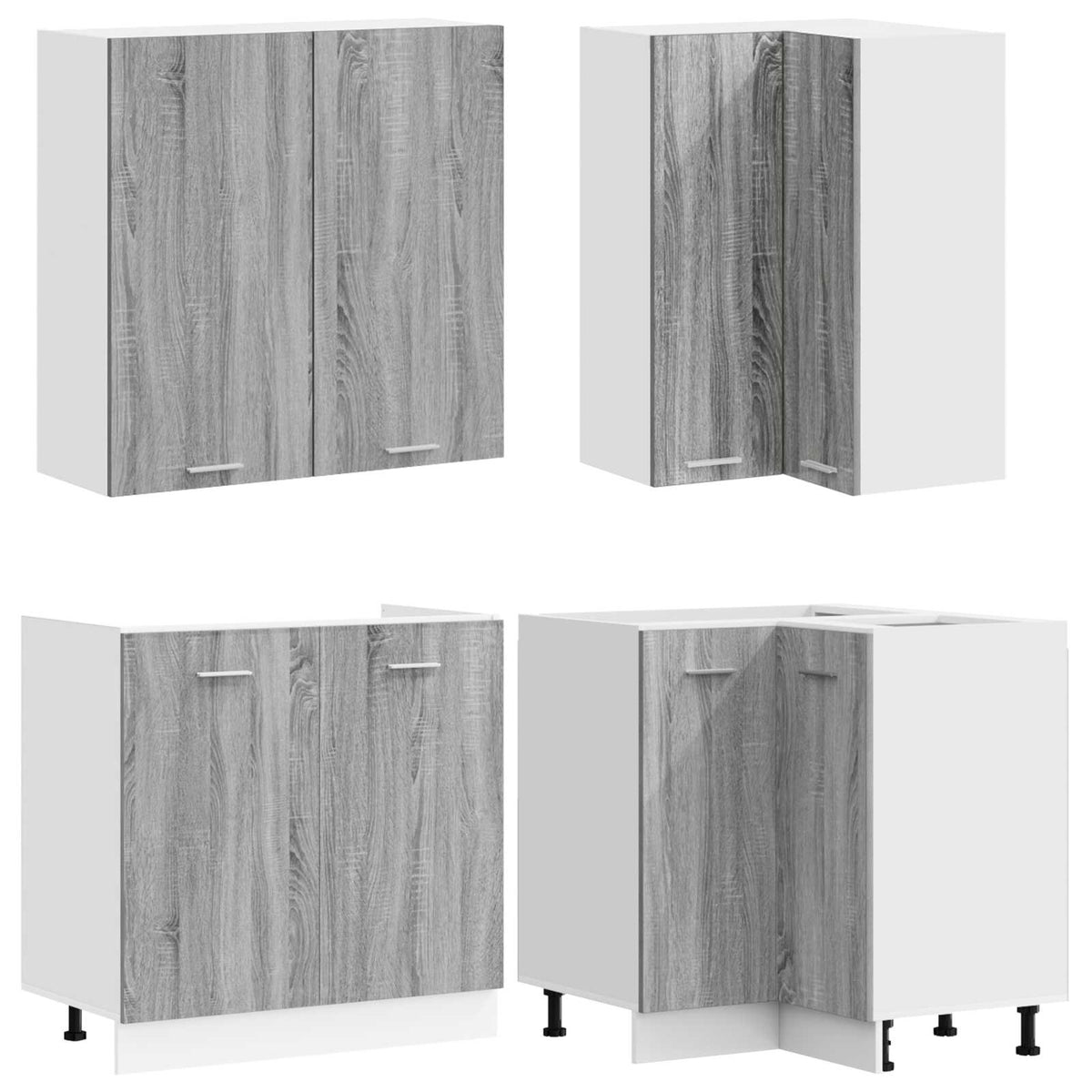 Keukenblok LYON 8 st Grijs Sonoma Bewerkt hout