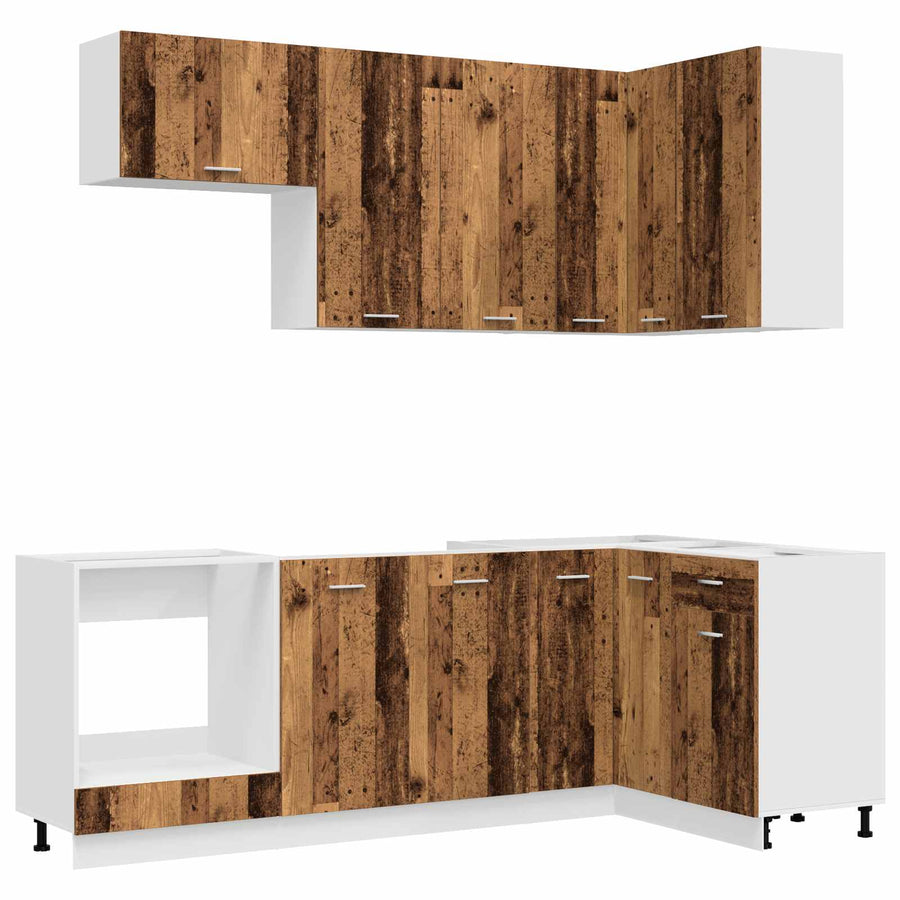 Keukenblok LYON 8 pcs Oud hout Bewerkt hout