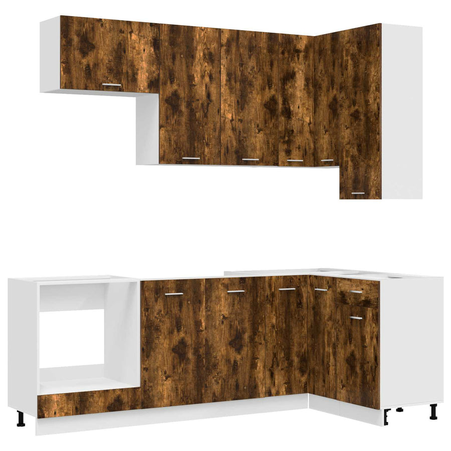 Keukenblok LYON 8 pcs Gerookt eiken Bewerkt hout