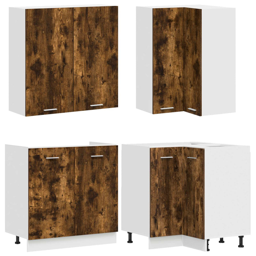 Keukenblok LYON 8 pcs Gerookt eiken Bewerkt hout