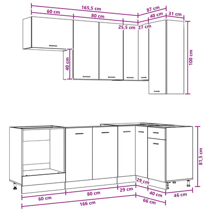 Keukenblok LYON 8 pcs Gerookt eiken Bewerkt hout