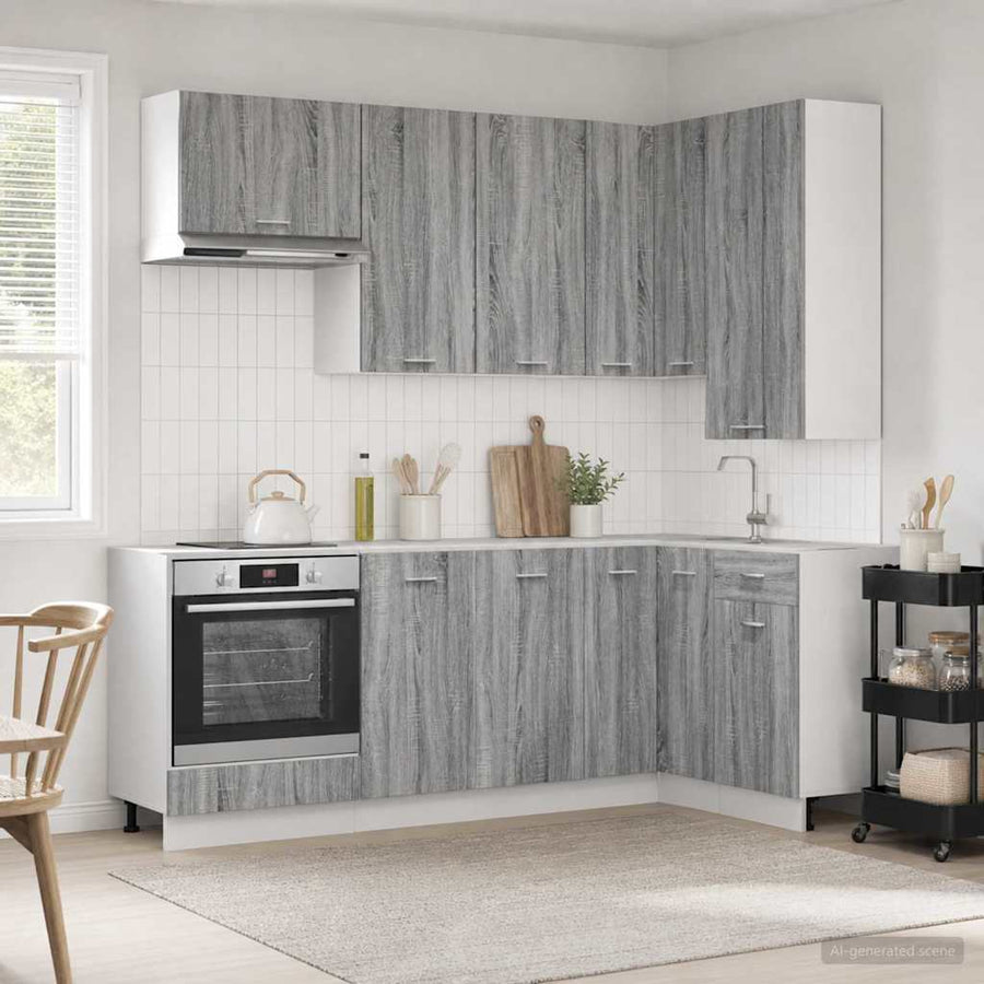 Keukenblok LYON 8 st Grijs Sonoma Bewerkt hout