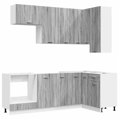 Keukenblok LYON 8 st Grijs Sonoma Bewerkt hout