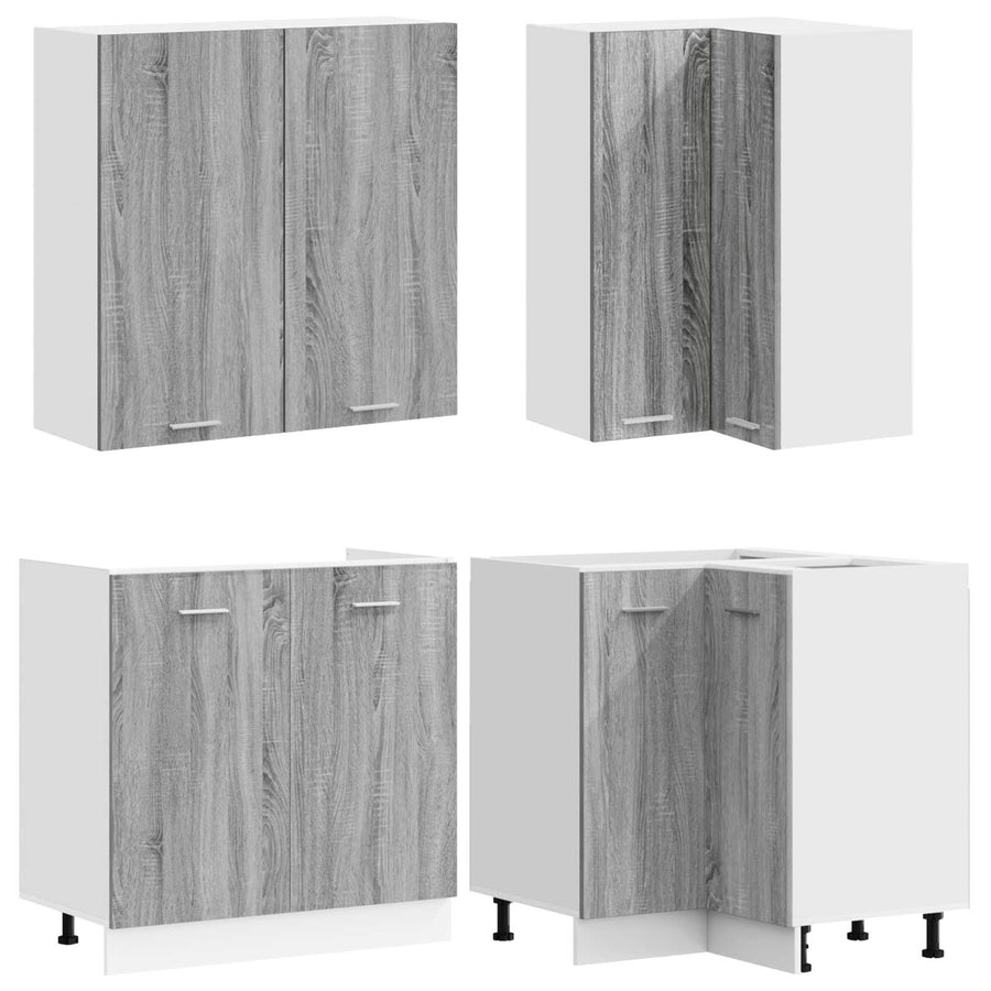 Keukenblok LYON 8 st Grijs Sonoma Bewerkt hout