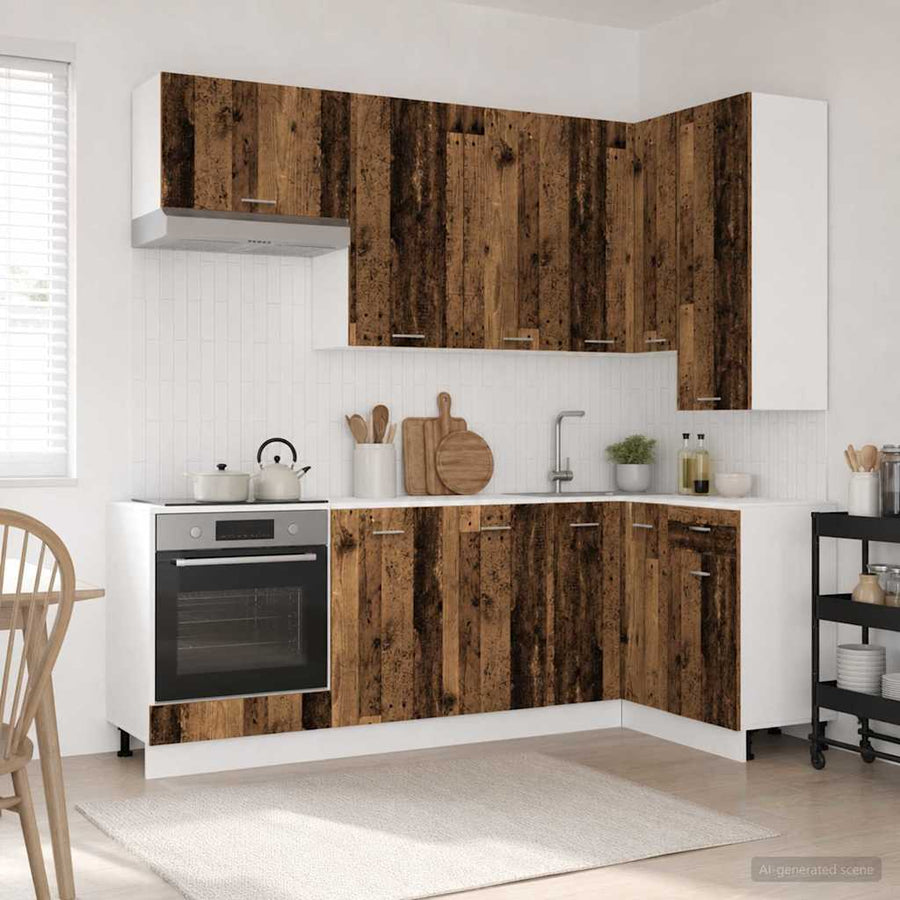 Keukenblok LYON 8 pcs Oud hout Bewerkt hout