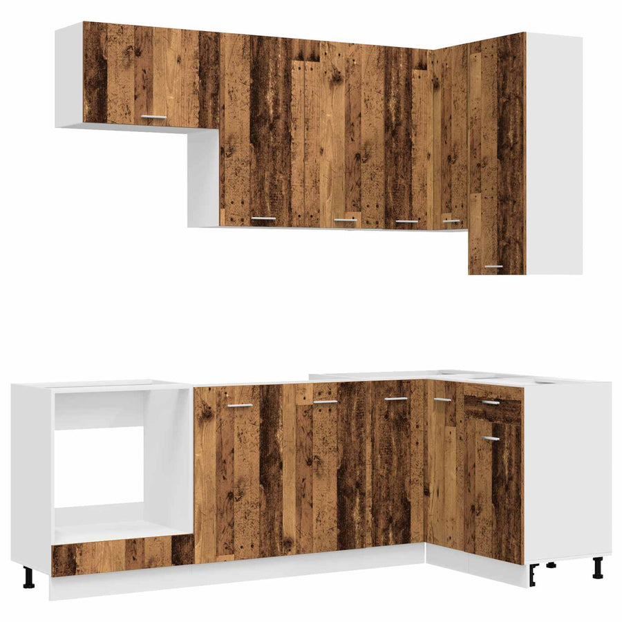 Keukenblok LYON 8 pcs Oud hout Bewerkt hout