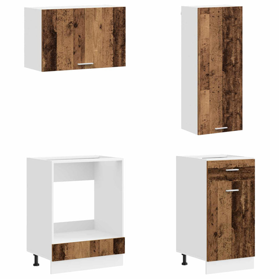 Keukenblok LYON 8 pcs Oud hout Bewerkt hout