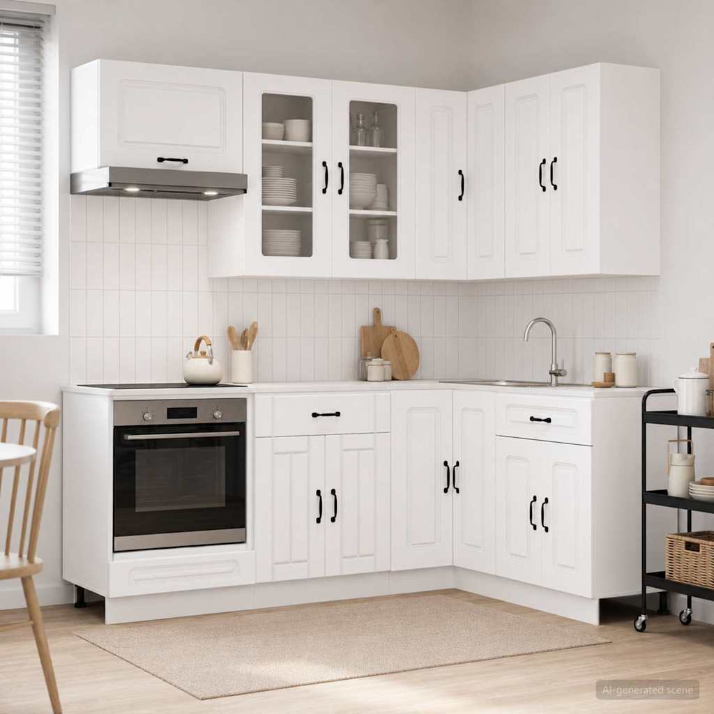 Keukenblok KALMAR 8 pcs Wit Bewerkt hout