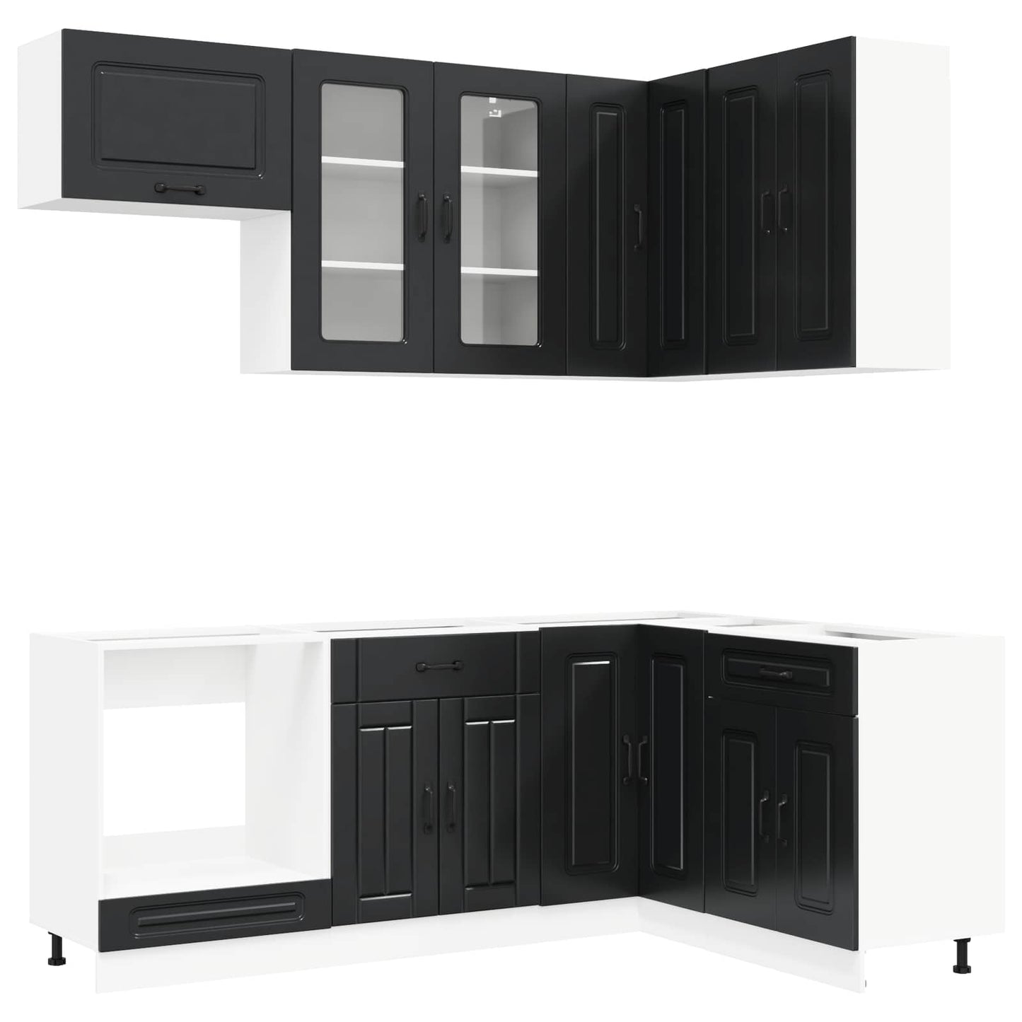 Keukenblok KALMAR 8 pcs Zwart Bewerkt hout