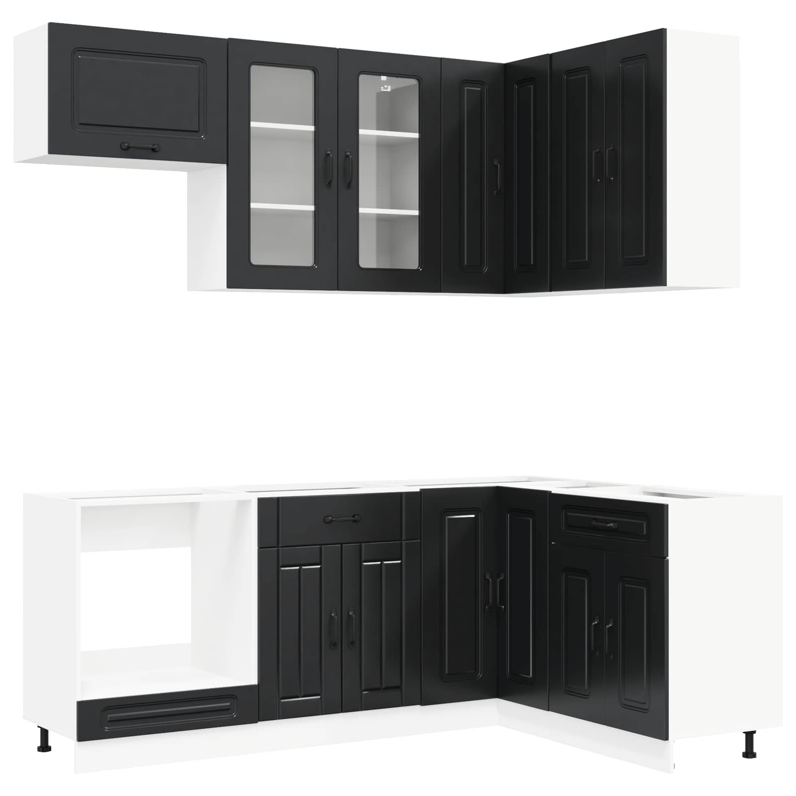 Keukenblok KALMAR 8 pcs Zwart Bewerkt hout
