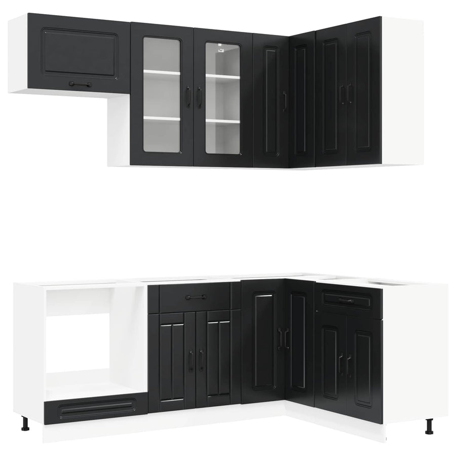 Keukenblok KALMAR 8 pcs Zwart Bewerkt hout