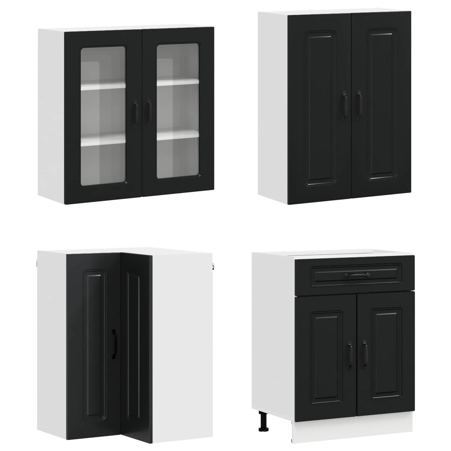 Keukenblok KALMAR 8 pcs Zwart Bewerkt hout