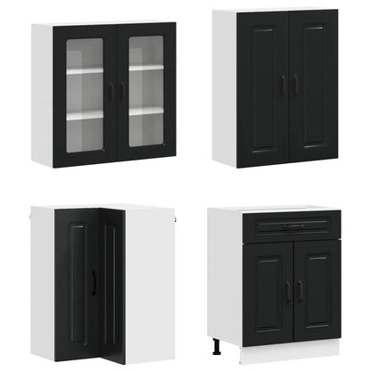 Keukenblok KALMAR 8 pcs Zwart Bewerkt hout