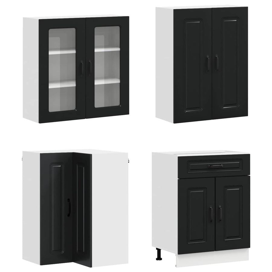 Keukenblok KALMAR 8 pcs Zwart Bewerkt hout