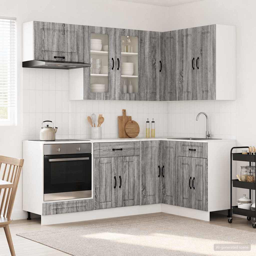 Keukenblok KALMAR 8 pcs Grijs Sonoma Bewerkt hout