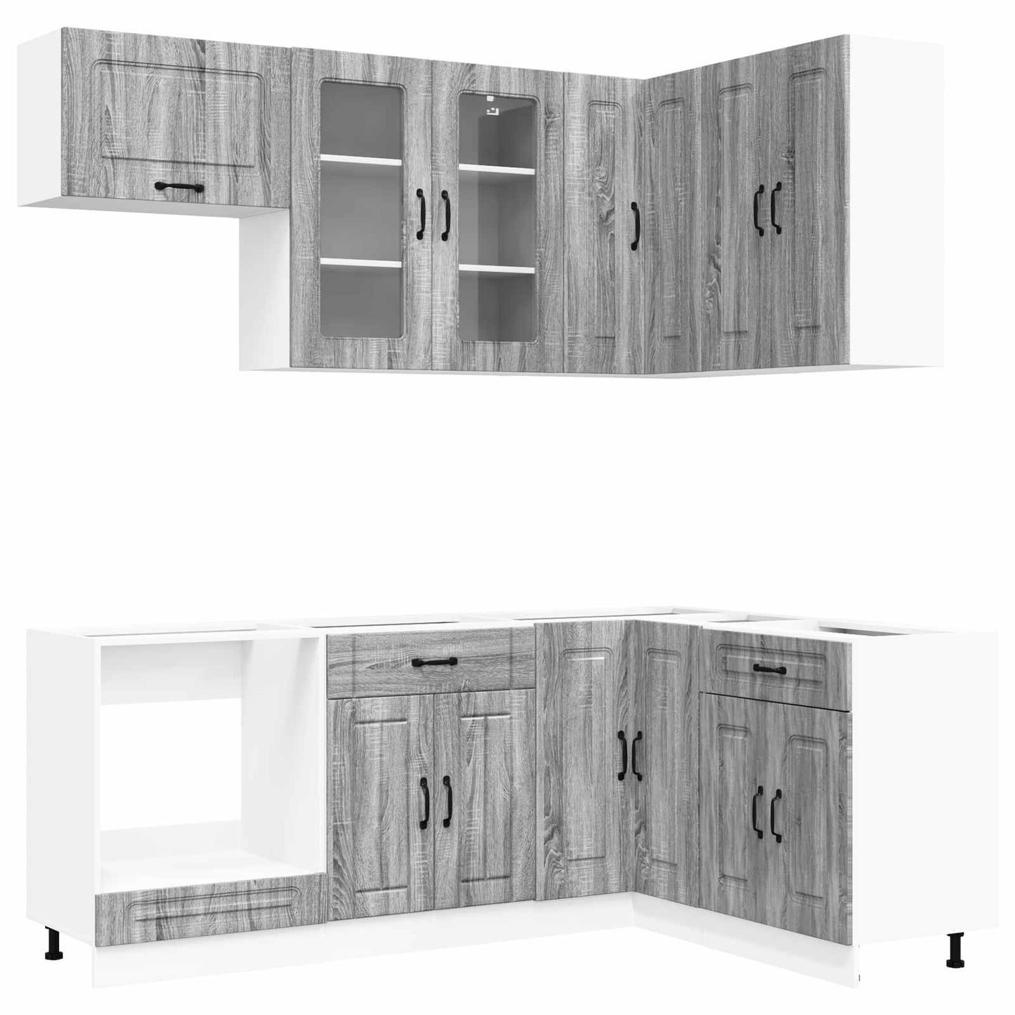 Keukenblok KALMAR 8 pcs Grijs Sonoma Bewerkt hout