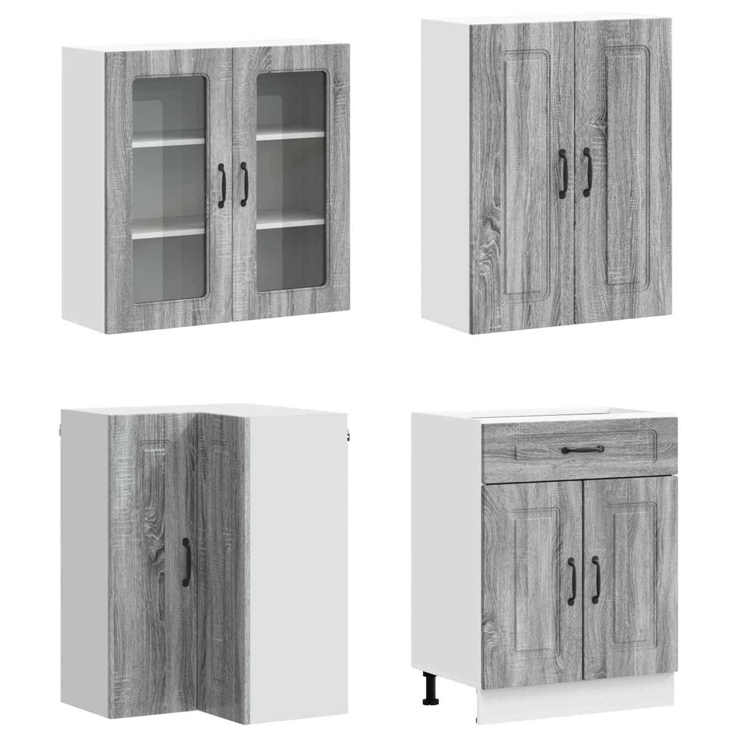 Keukenblok KALMAR 8 pcs Grijs Sonoma Bewerkt hout