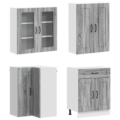 Keukenblok KALMAR 8 pcs Grijs Sonoma Bewerkt hout