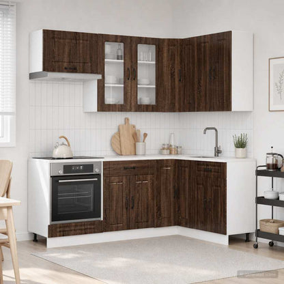 Keukenblok KALMAR 8 pcs Bruin eiken Bewerkt hout