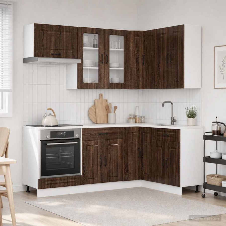 Keukenblok KALMAR 8 pcs Bruin eiken Bewerkt hout