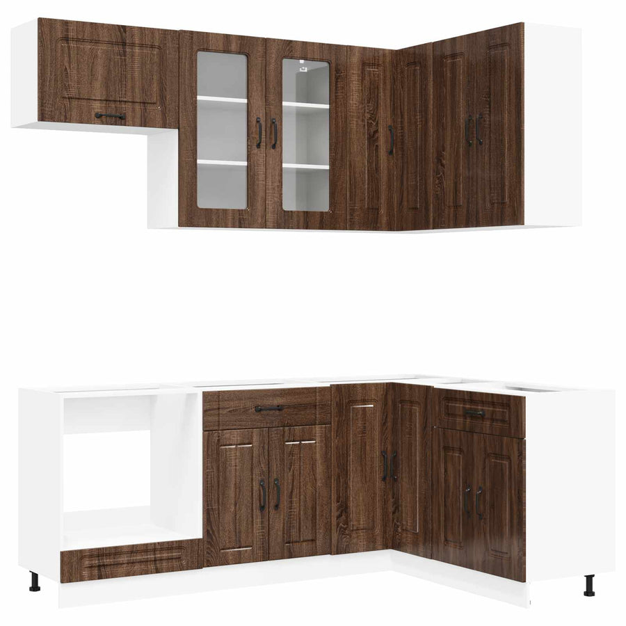 Keukenblok KALMAR 8 pcs Bruin eiken Bewerkt hout