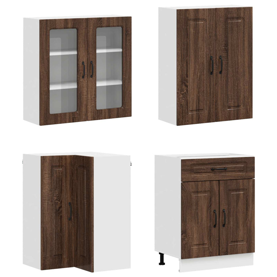 Keukenblok KALMAR 8 pcs Bruin eiken Bewerkt hout