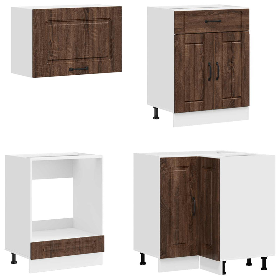 Keukenblok KALMAR 8 pcs Bruin eiken Bewerkt hout