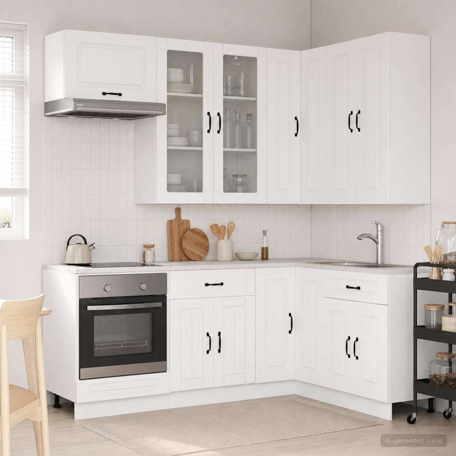 Keukenblok KALMAR 8 pcs Wit Bewerkt hout