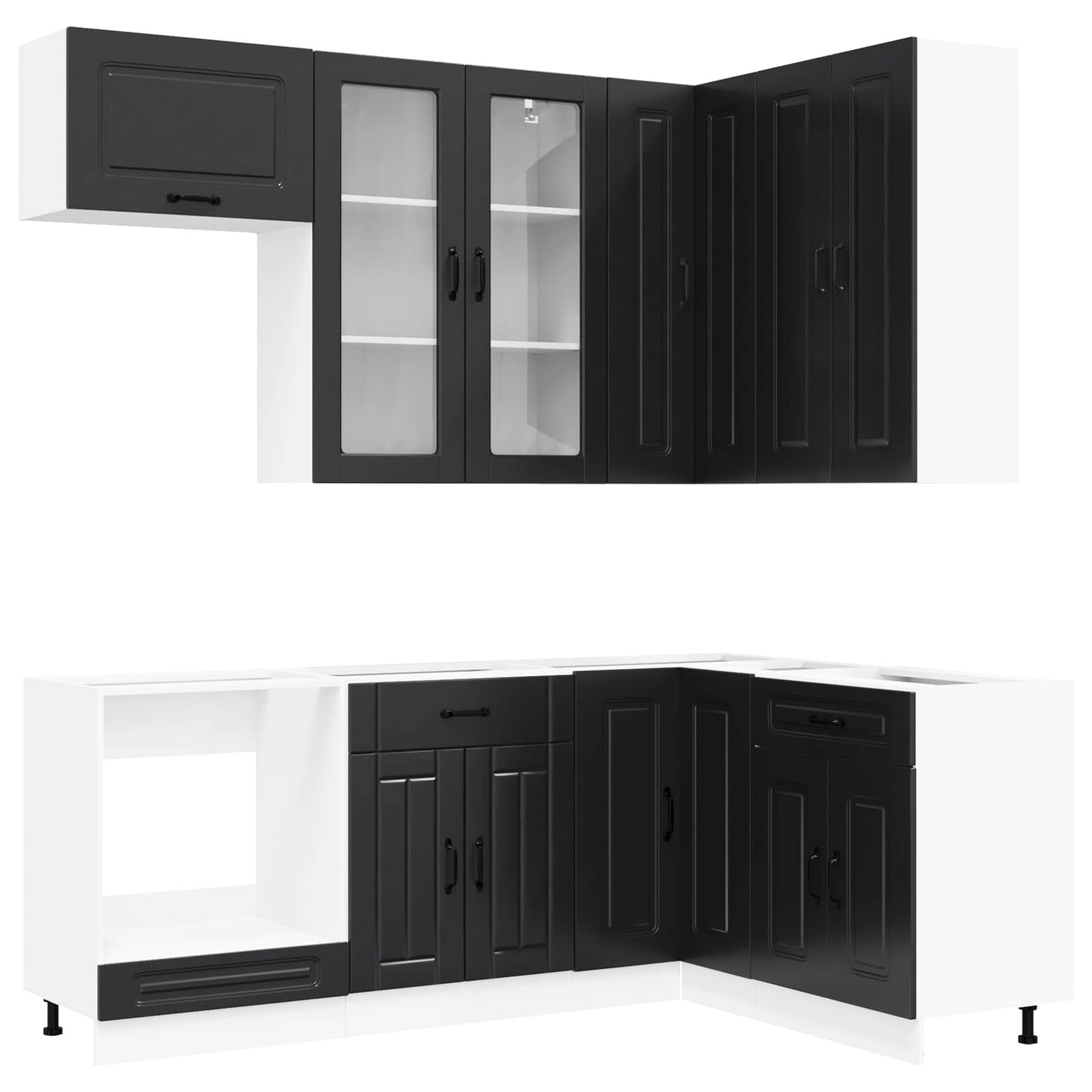 Keukenblok KALMAR 8 pcs Zwart Bewerkt hout