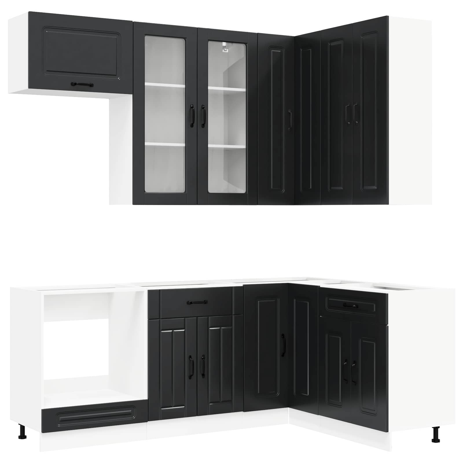 Keukenblok KALMAR 8 pcs Zwart Bewerkt hout
