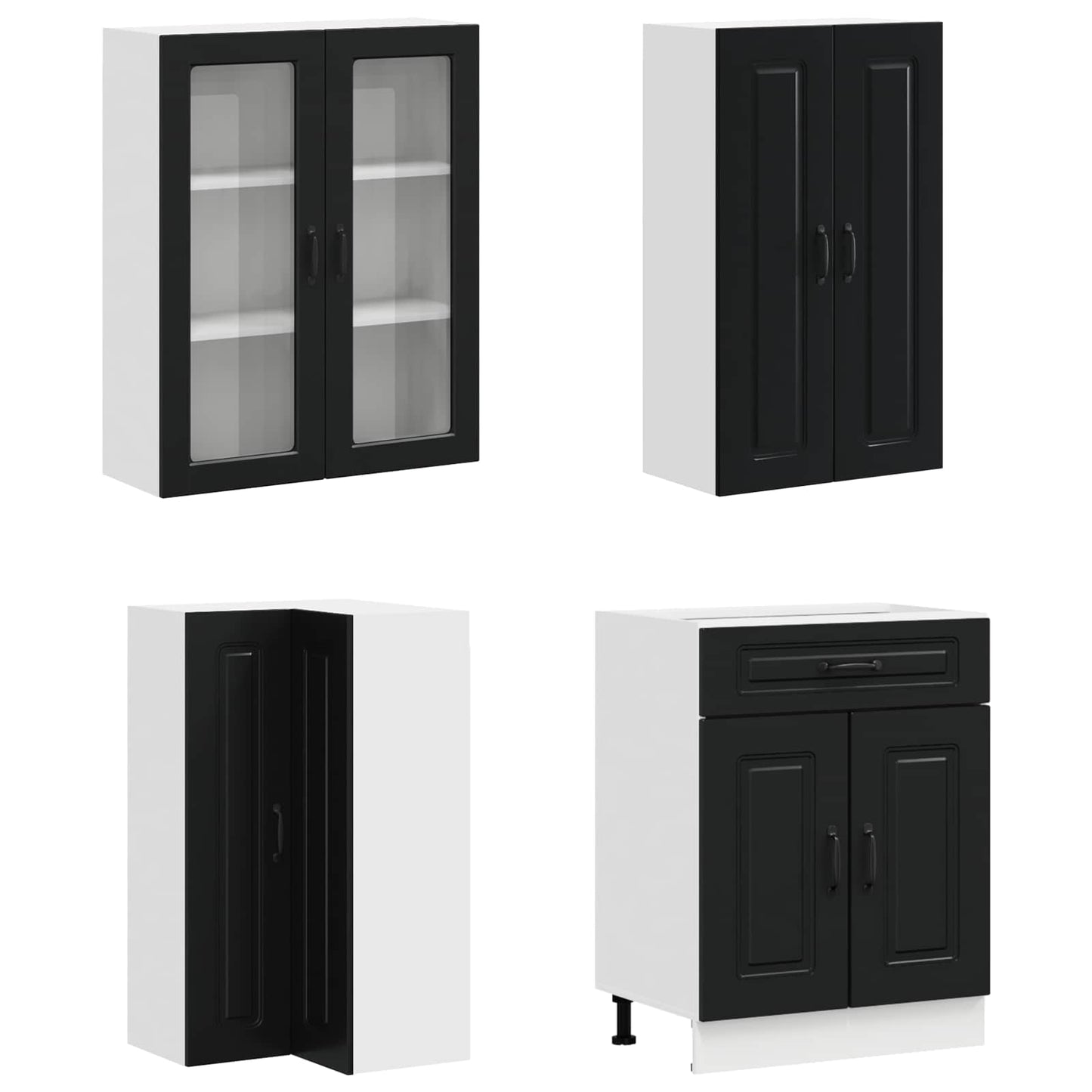 Keukenblok KALMAR 8 pcs Zwart Bewerkt hout