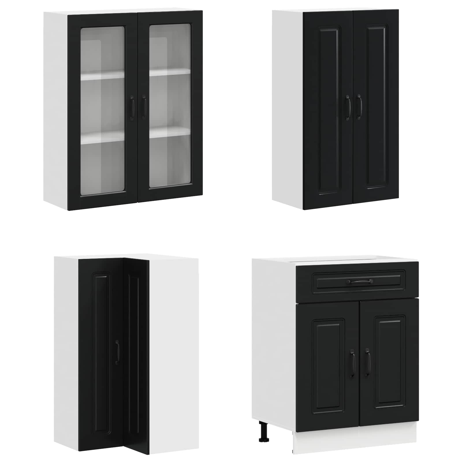 Keukenblok KALMAR 8 pcs Zwart Bewerkt hout