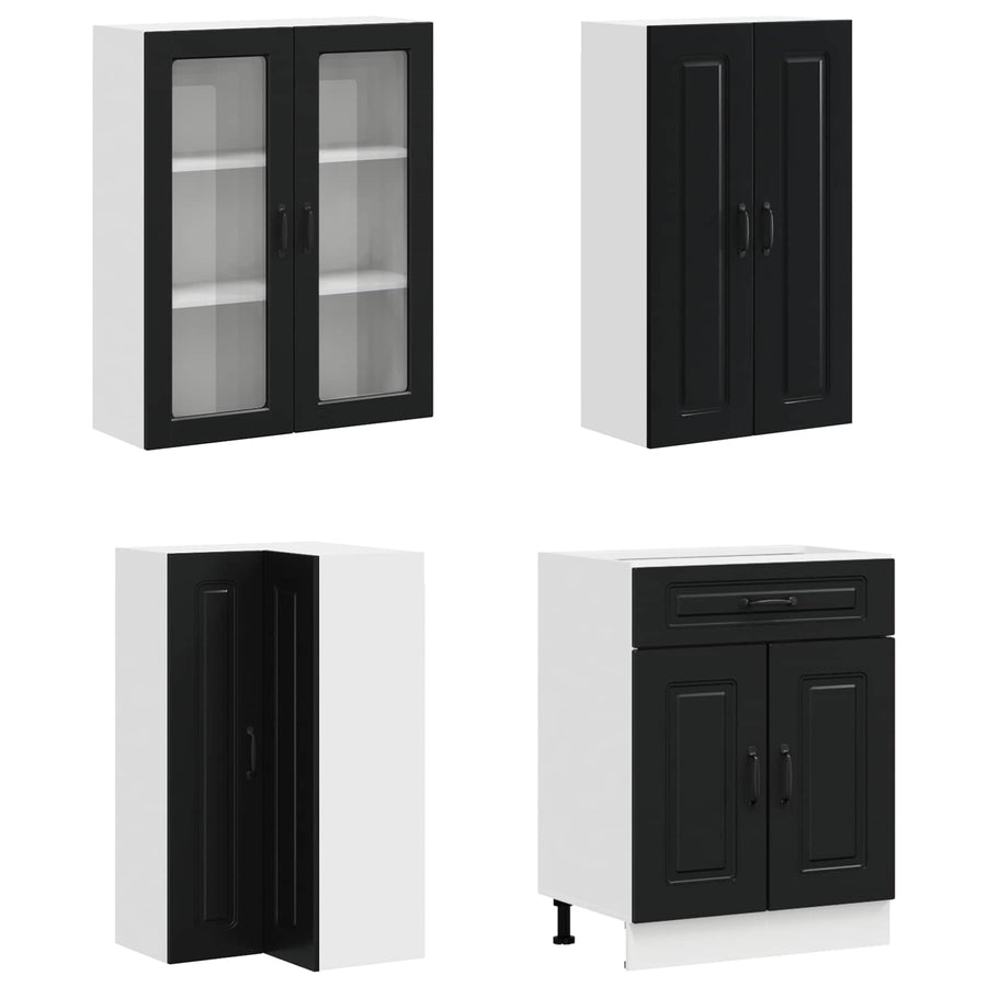 Keukenblok KALMAR 8 pcs Zwart Bewerkt hout