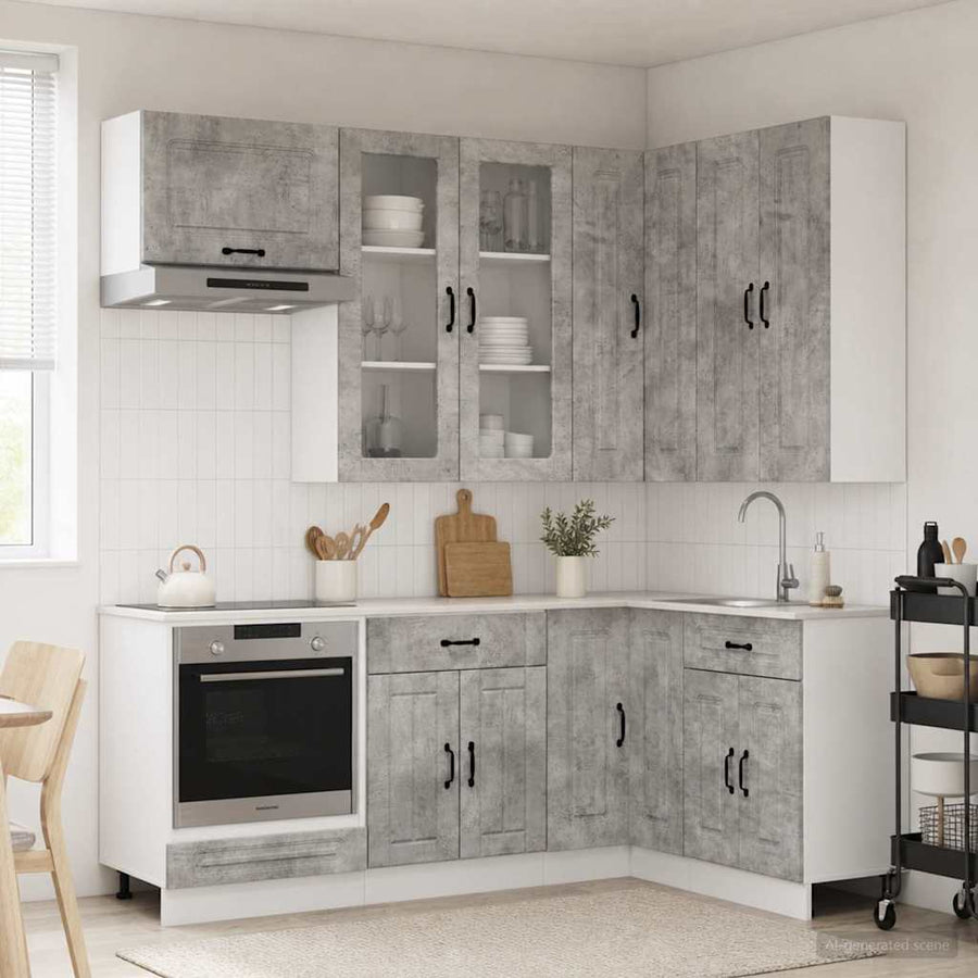 Keukenblok KALMAR 8 pcs Betongrijs Bewerkt hout